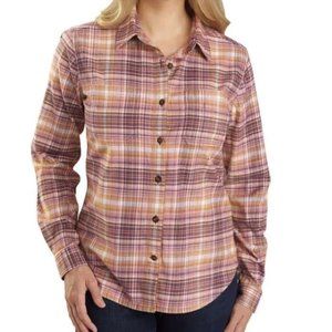 Carhartt Women’s Rugged Flex Plaid Flannel Shirt Size S Rose Smoke